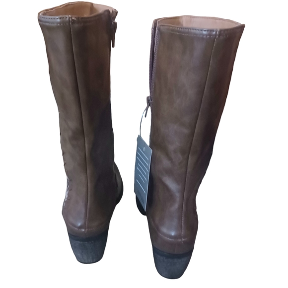 Patrizia brown leather southwestern flair boots  size 40 NWT - Picture 10 of 13